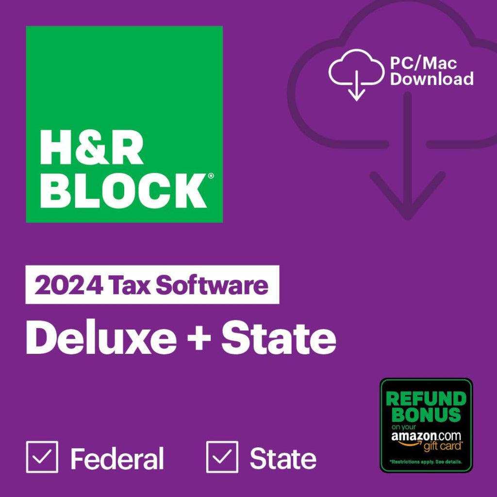 TaxFlux - H&R Block Tax Software Deluxe + State 2024 Win/Mac [PC/Mac Online Code]