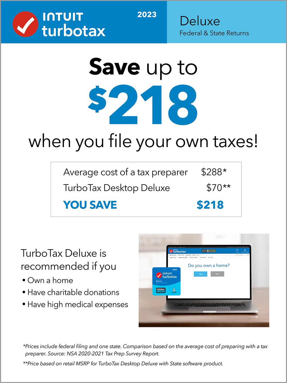 TaxFlux - TurboTax Deluxe 2023, Federal & State Tax Return [PC/Mac Download]