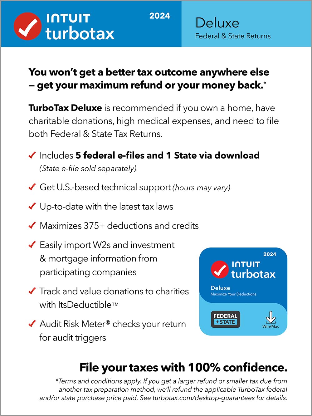 TaxFlux - TurboTax Deluxe 2024 Tax Software, Federal & State Tax Return [PC/MAC Download]
