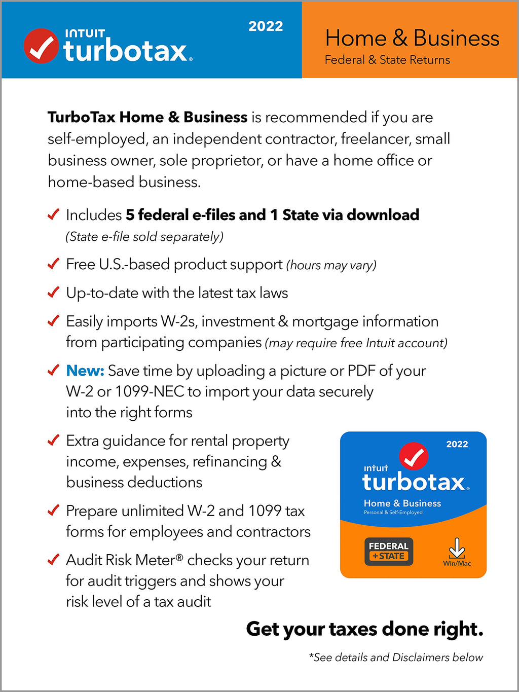 TaxFlux - TurboTax Home & Business 2022 Tax Software, Federal and State Tax Return [PC/MAC Download]
