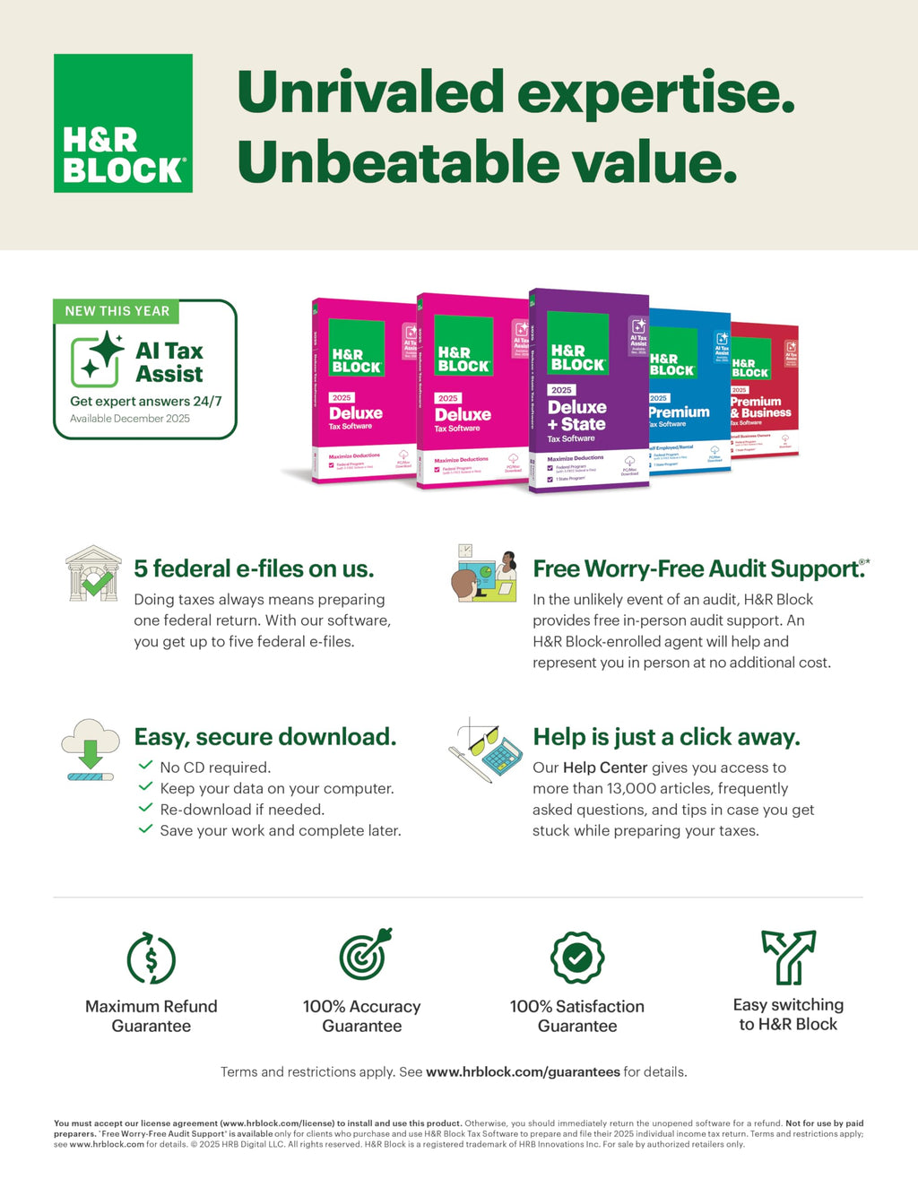 TaxFlux - H&R Block Tax Software Basic 2025 Win/Mac [PC/Mac Online Code]
